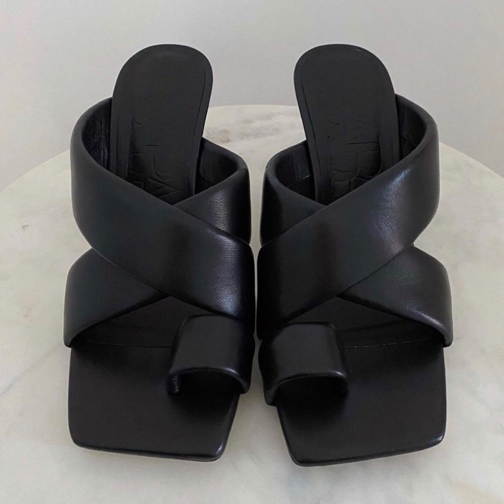 Zara Padded Heeled Leather Sandals NWT - Picture 12 of 15